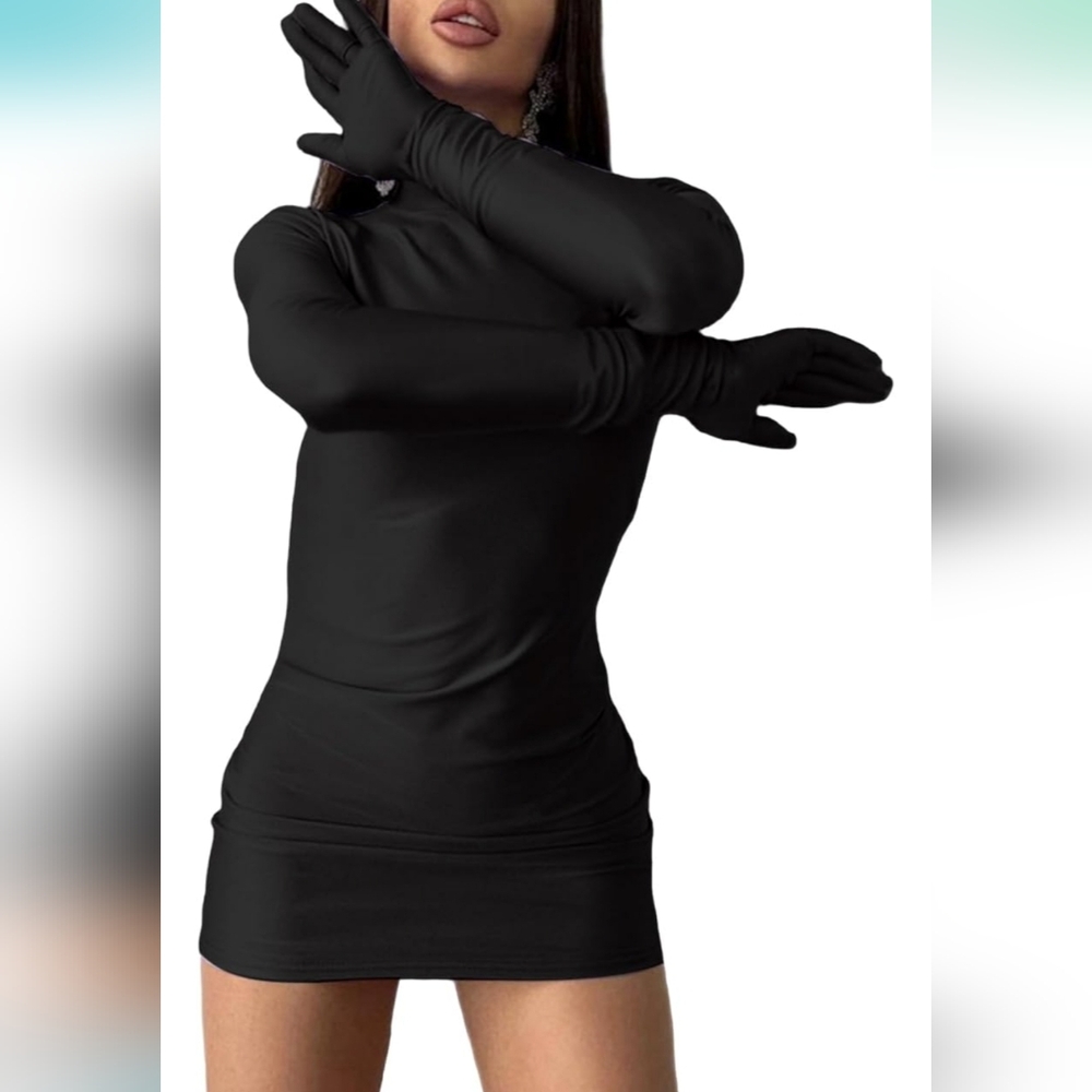 Mini Bodycon Dress With Gloves
